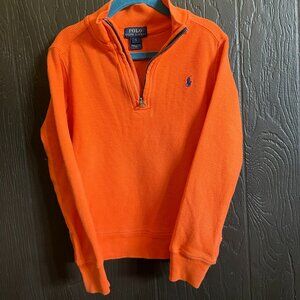 Polo Ralph Lauren Boys Waffle-Knit Quarter Zip Pullover - Size 5 - Orange